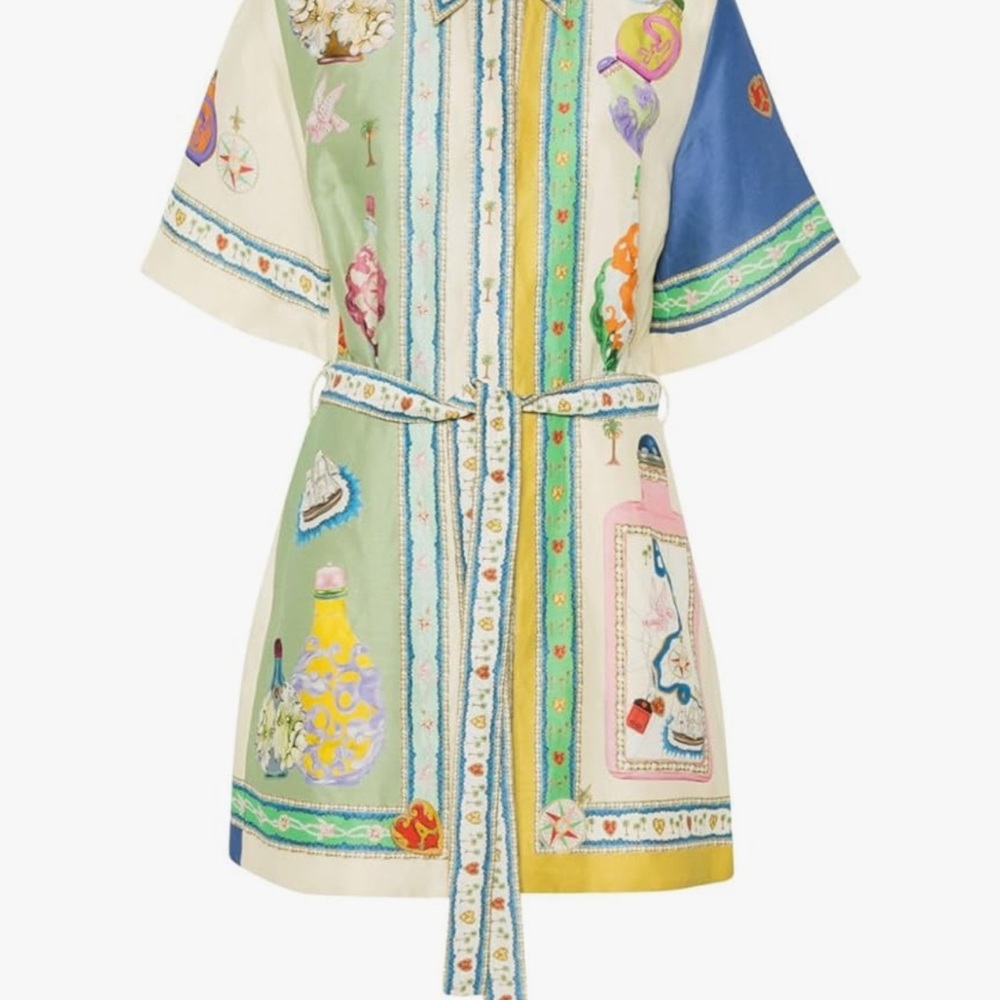 Colorful Patterned Belted Dress